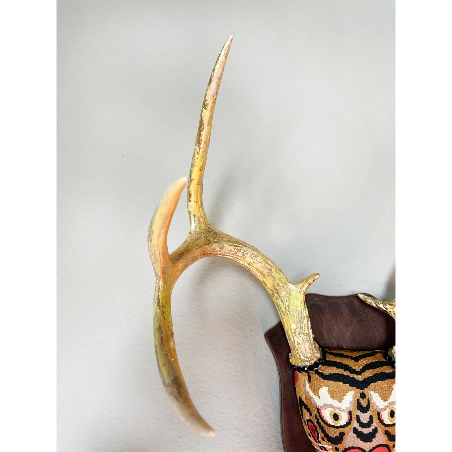 Chinese Tiger Print Mounted Real Deer Antlers